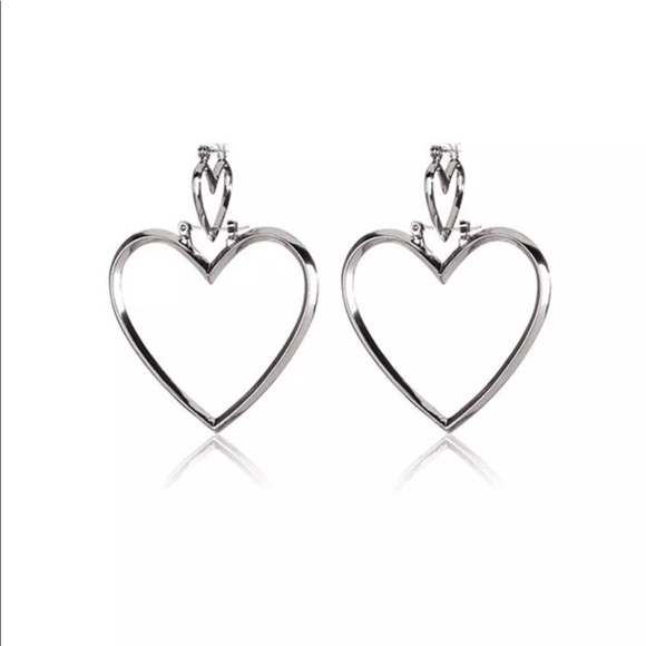 ✨Silver Double Heart Dangle Earrings✨ - Picture 6 of 8